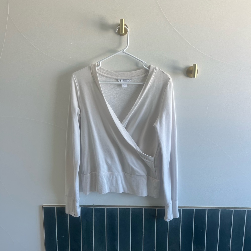 Athleta Cream Wrap-Style Long Sleeve Top - Women's